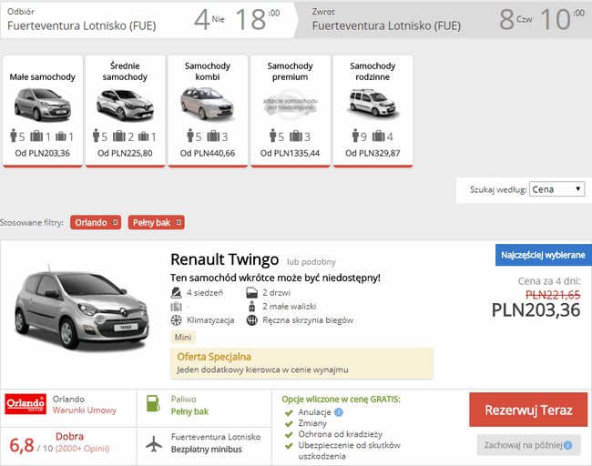 auto na Kanarach