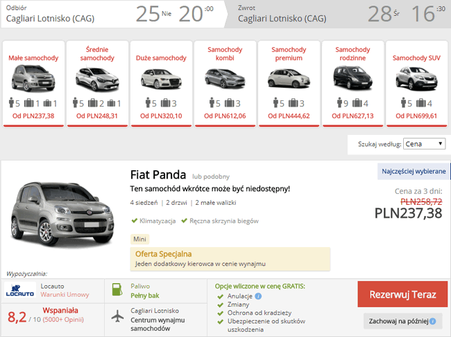 auto na Sardynii