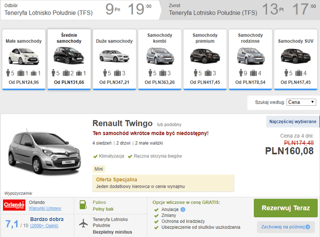 auto na Teneryfie