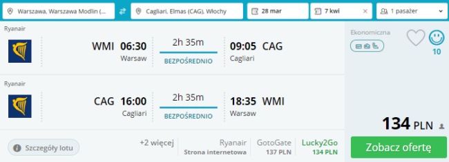sardynia loty