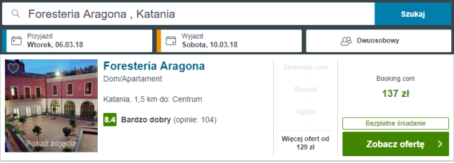 Rezerwacja obiektu w Katanii