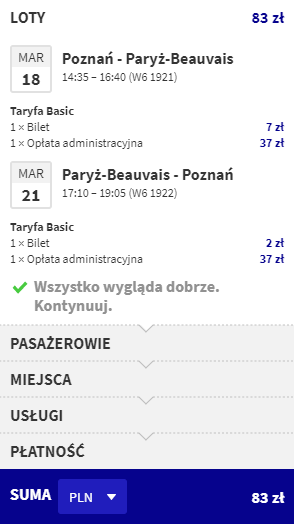 paryż loty