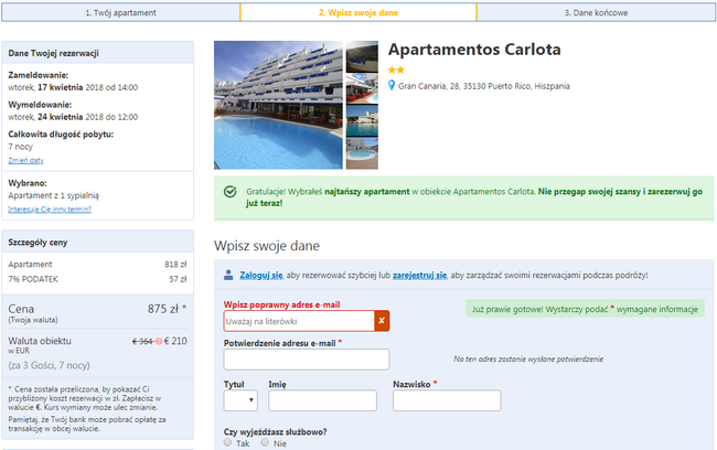 rezerwacja noclegów gran canaria