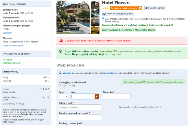 hotel flowers bolonia