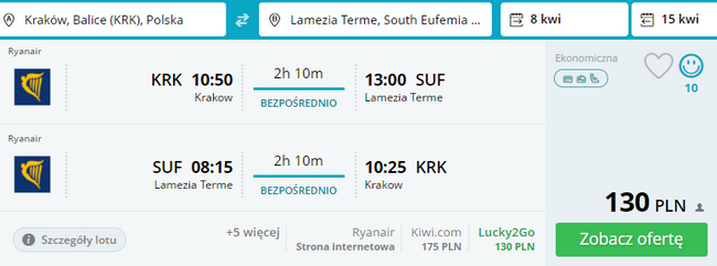 rezerwacja lotów z krakowa do lamezii