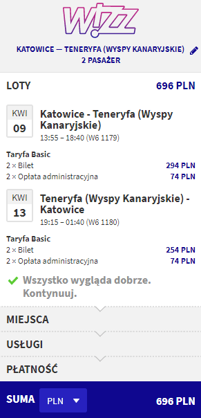 rezerwacja lotów na Teneryfę