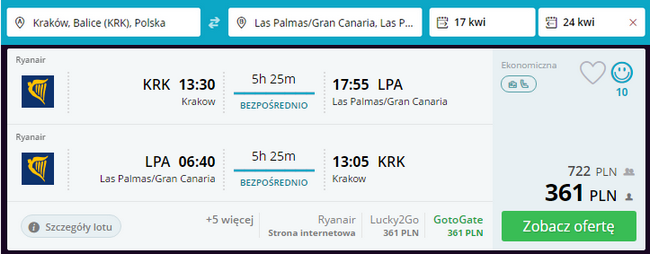 rezerwacja lotów na Gran Canarię