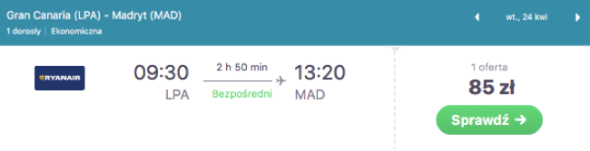 zarezerwuj lot do madrytu
