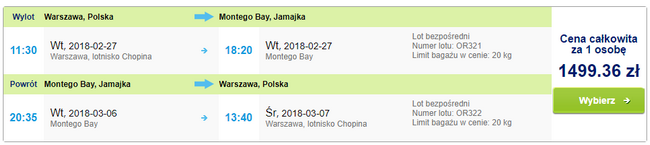 rezerwacja lotów z warszawy na jamajkę