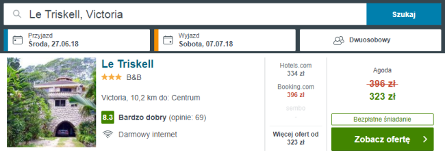 seszele nocleg