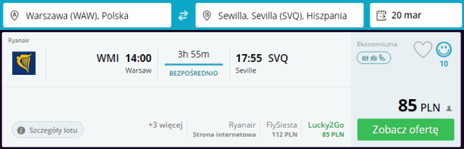Rezerwacja przelotów z Warszawy do Sewilli
