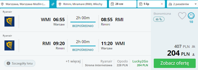 rezerwacja lotów z warszawy do rimini