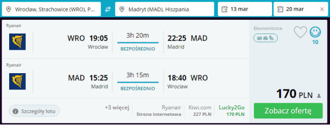 Rezerwacja przelotów z Wrocławia do Madrytu