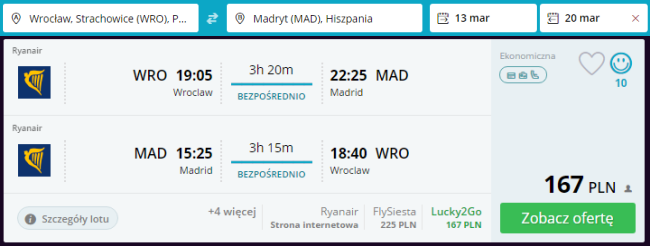 Rezerwacja przelotów z Wrocławia do Madrytu