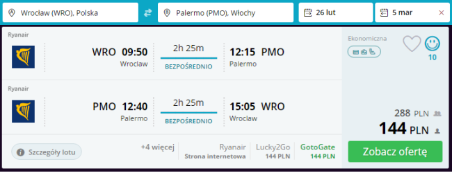 Rezerwacja przelotów z Wrocławia do Palermo