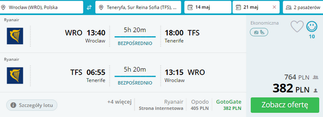 rezerwacja lotów z wrocławia na teneryfę