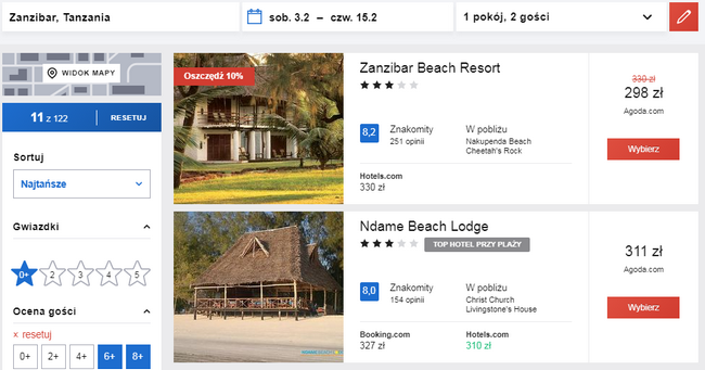 noclegi na zanzibarze