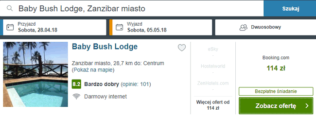 noclegi na Zanzibarze