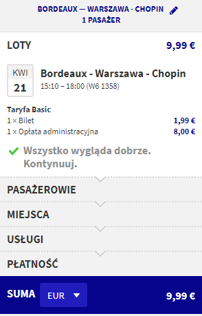 kup bilety z bordeaux do warszawy
