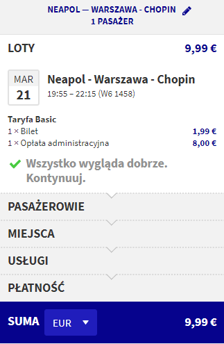 rezerwacja z neapolu do warszawy