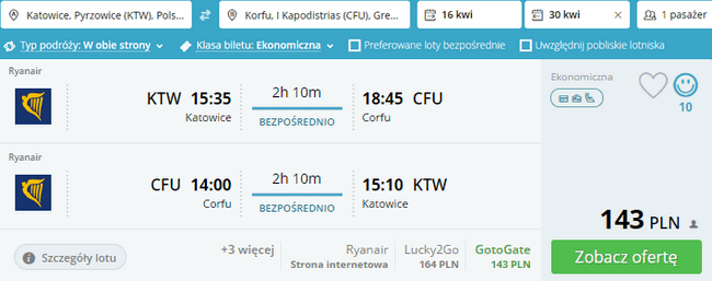 rezerwacja lotów na Korfu