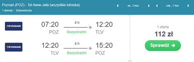 rezerwacja lotów do Tel Awiwu