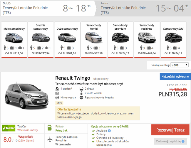 auto na Teneryfie