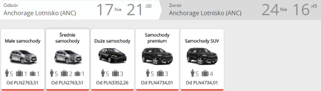 Rezerwacja auta w Anchorage