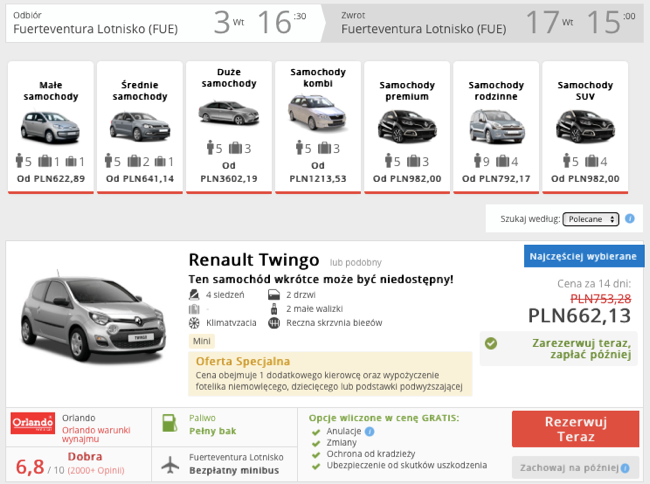zarezerwuj auto nafue