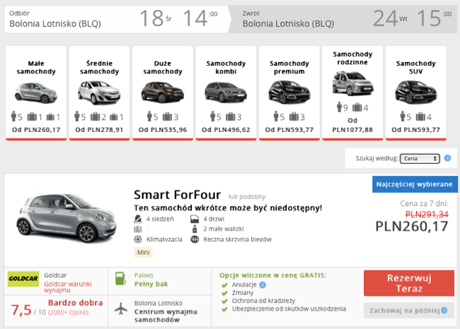 zarezerwuj auto w bolonii