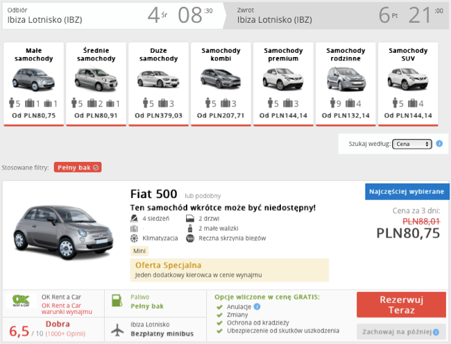 zarezerwuj auto na ibizie