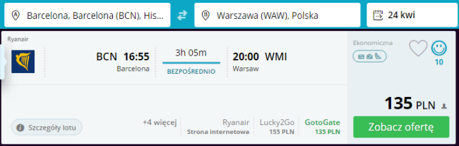 rezerwacja przelotów z Barcelony do Warszawy