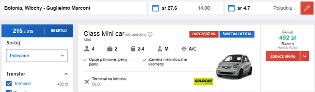 wynajem auta toskania