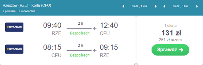 rezerwacja lotów na Korfu
