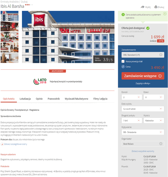 rezerwacja wczasów w Dubaju