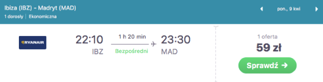 zarezerwuj lot do madrytu