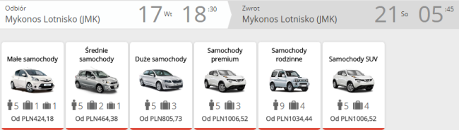 Rezerwacja auta w Mykonos