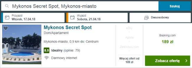 Rezerwacja obiektu w Mykonos