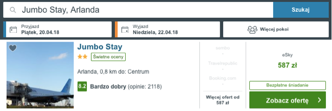 zarezerwuj nocleg w jumbo stay