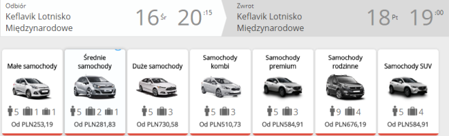 Rezerwacja auta w Reykjaviku