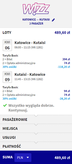 loty do gruzji