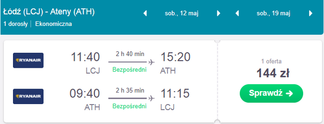 rezerwacja lotów z łodzi do aten