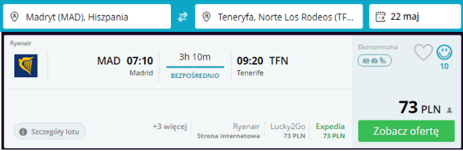 Rezerwacja lotów z Madrytu na Teneryfę
