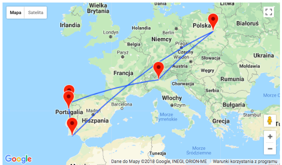 mapa podrozy