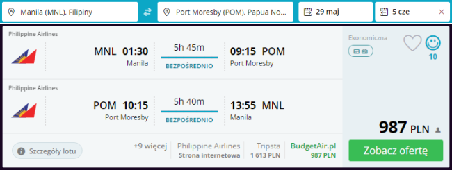 Rezerwacja przelotów z Manili do Port Moresby