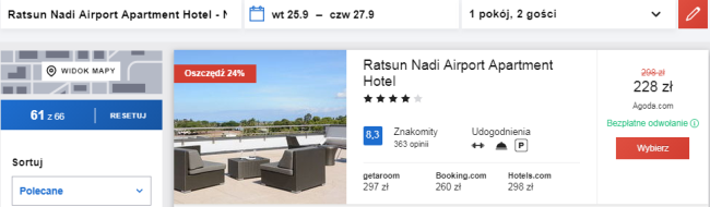 Rezerwacja obiektu w Nadi