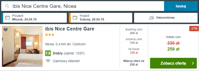Rezerwacja obiektu w Nicei