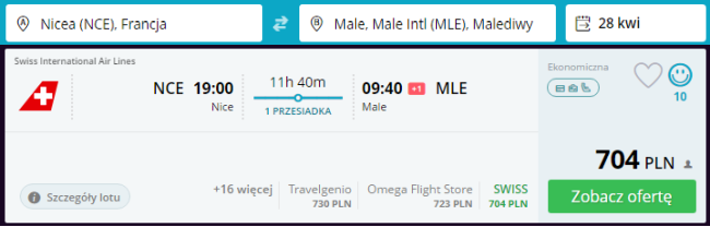 Rezerwacja przelotów z Nicei na Malediwy