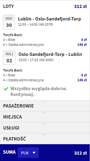 norwegia loty