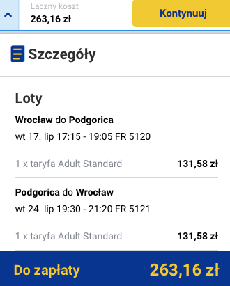 loty czarnogóra